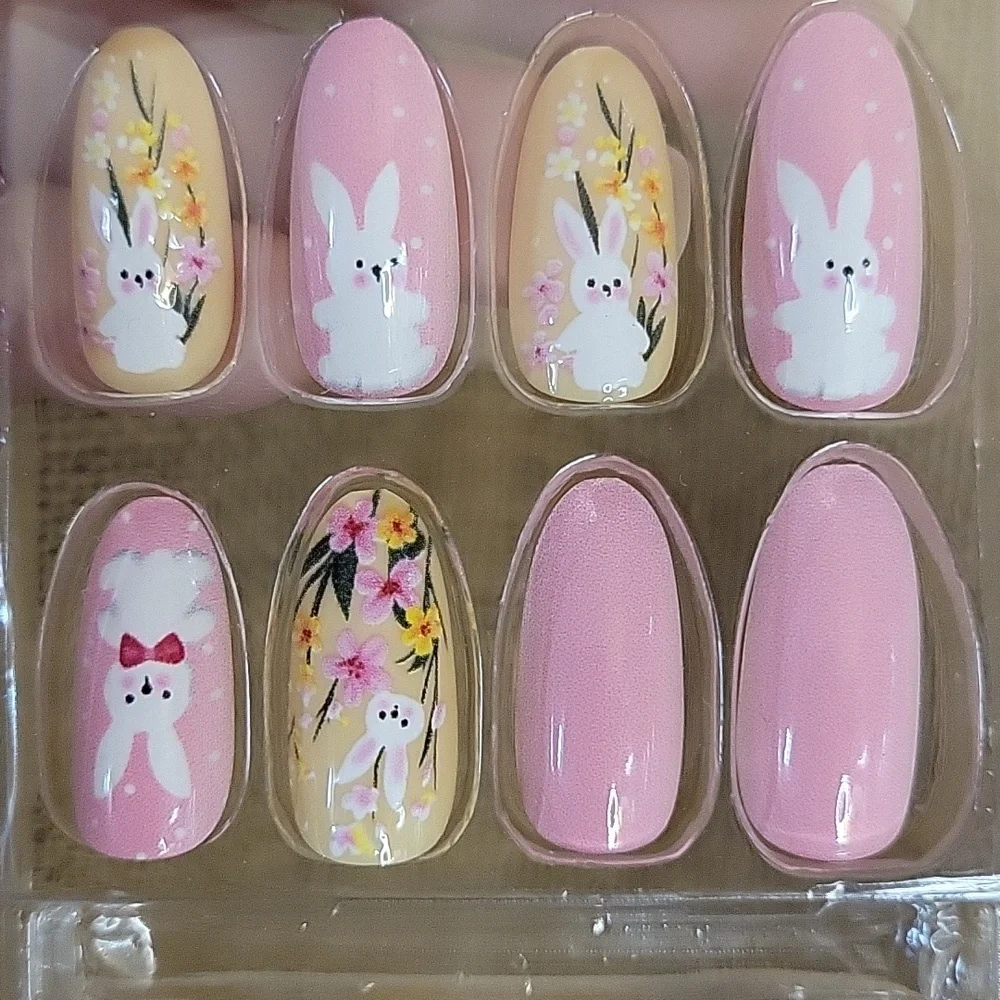 SPRING BUNNY MANICURE PRESS-ON NAILS, SET OF 24